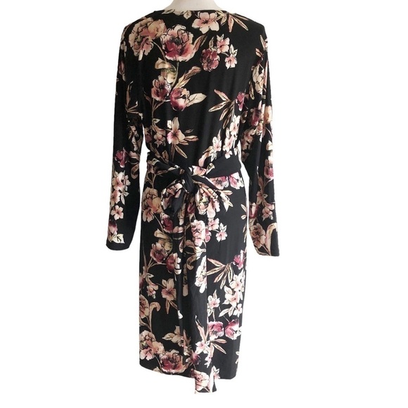 Rachel Rachel Roy Black Floral Faux Wrap Midi Dress Size 1X - Picture 10 of 12